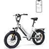 Bodywel F20 Bici Elettrica Adulti, Fatbike 20" x 3,0" Tutti i Terreni, Telaio Step-Through, Batteria 48V 15Ah, Motore 250W, 7 Velocità, Display LED 4,5, Forcella Ammortizzata, Nero (Bianco)