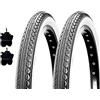 ECOVELO 2 COPERTONI CST 16 X 1.75 (47-305) + 2 CAMERE D'ARIA PNEUMATICI BIANCO NERI PER CITY BIKE BICI BAMBINO GRAZIELLA