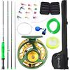 Sougayilang Kit di avviamento combinato per pesca a mosca standard, 5/6 peso 9' canna da mosca con manico in superpolimero, accessori, custodia da trasporto, custodia per Fly Box e mosche da pesca