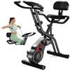 Dianshao Cyclette per Casa Pieghevole 5 in 1 con Schienale, Cyclette Magnetica con Display LCD e Bande Elastiche, Spin Bike Silenziosa fino 136 kg