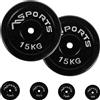 MSPORTS Coppia di dischi professionali per bilancieri e manubri, 100% ghisa, 5-30 kg, 2 x 15 kg - nero, allenamneto di forza