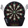 HOMCOM Freccette Bersaglio Elettronico con 6 Freccetta, Alimentatore, 4 Display LED, 243 Programmi e 27 Giochi, Tabellone Freccette Elettronico per 16 Giocatori, 44x51.5x3.2 cm, Nero