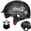 KHBTFNB Vintage Stile Tedesco Motociclo Mezzo Casco, Adulto Uomini Donne Casco a Faccia Aperta con Sun Visor, ECE/DOT Approvato Harley Caschi di Motocross, per Chopper Moto Scooter