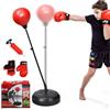 COSTWAY Punching Ball Altezza Regolabile 120-154 cm, Sacco da Boxe da Terra con Guanti, Pompa e Base Riempibile, Pungiball Bambini e Adulti (Rosso e nero)