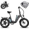 Fafrees Bicicletta elettrica pieghevole, 48 V/10,4 Ah × 2 batterie rimovibili, pneumatici grassi per tutti i terreni, portata fino a 160 km, ebike per adulti, sospensioni anteriori (grigio)