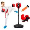 COSTWAY Sacco da Boxe per Bambini Altezza Regolabile, Punching Ball per Bambini con Guantoni, Palla di Pugilato da Terra con Base Stabile Riempibile con Acqua o Sabbia (Rosso)