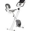 HOMCOM Cyclette magnetica pieghevole bici fitness bici da interno grande comfort schienale sella regolabile maniglie display LCD multifunzione supporto tablet acciaio bianco grigio