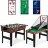 FCOUMY 5 in 1 tavolo da multigioco, tavolo da gioco sportivo combinato per bambini tavolo da biliardo, biliardino, tavolo da ping pong, air hockey e pallacanestro con tutti gli accessori grande regalo