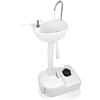 GYMAX Lavandino da Campeggio Portatile con Ruote, con Rubinetto, Dispenser di Sapone, Porta Asciugamano, Pompa a Pedale, Serbatoio d'Acqua da 17 L