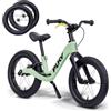 PUKY Next Set 12 & 14 Verde/Nero | Bicicletta senza pedali che cresce con il bambino 2-6 anni | Bicicletta senza pedali per bambini dai 2 anni | Bicicletta senza pedali con freno e impugnature di