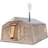 TentHome Tenda Campeggio Gonfiabile 4-6 Posti, Tenda Familiare Grande Esterno con Stufa Impermeabile, Portatile, Facile da Montare, Alta 2 metri,4 Stagioni, Due Stanze(Verde)