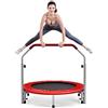 GYMAX Trampolino Elastico Fitness, Tappeto Elastico Adulti, Pieghevole e Portatile, Portata di 150 kg, Maniglia Rimovibile e Regolabile (96-122 cm), Ø 101cm (Rosso)