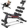 PASYOU Macchina Addominali con Fascette Resistive, Allenatore Addominale Pieghevole Regolabile, Panca Allenamento 135 KG per Palestra Domestica, Sedia Esercizi Corpo Completo