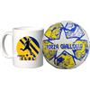 Generico Pallone con i colori del Parma calcio e scritta Forza Gialloblu + una tazza bianca in ceramica con stampa dei colori della tua squadra del cuore tifoso regalo