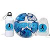 Generico Pallone con i colori del Napoli calcio e scritta Forza Azzurri + una borraccia alluminio e una sacca in nylon con stampa dei colori della tua squadra del cuore partenopeo tifoso regalo