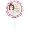ARCOBALENO PARTY 10 Lecca Lecca Comunione Girandola Colore Rosa gr 50 con bollino Personalizzato Nome e Data Evento