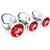 stoqucel Rosso 3 Pezzi/Set di Accessori a Forma di Cuore Le Sfere per Massaggi di Acciaio Inossidabile a Cristallo Rosso, Giocattolo Maschio e Femmina con agganciamento della Spina di Sicurezza