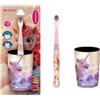 TUTTINFARMA Setablu Set Spazzolino e Bicchiere per Bambini, Design Unicorno, Rosa con bicchiere incluso