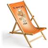 Ferocity Sedia a Sdraio Pieghevole in Legno Lettino da Giardino Poltrona Relax con Rivestimento Intercambiabile Motivo Spritz O'Clock [119]