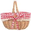 CIYODO Cestino da Picnic in Vimini con Manico, Piccolo, Portatile | Fodera Removibile in Cotone e Lino, Capienza Ampia, per Picnic e Trekking, Stile Naturale Elegante