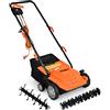 COSTWAY Scarificatore 2 In-1 per Prato, Arieggiatore Elettrico con Sacco Raccoglitore da 30L, Larghezza 32cm, con 3 Posizioni Regolabili, Scarificatore 1500W per Giardino Cortile (32 cm, Arancione)