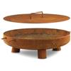 BBQ-Toro braciere Ø 60 cm con coperchio | effetto ruggine | focolare da esterno con tre gambe e due manici | braciere da giardino, fire pit, fire bowl
