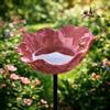Generico Paletto da Giardino in Metallo con Fiore per Uccelli, Stazione di Abbeveraggio per Api e Farfalle, Vaschetta per Uccelli a Forma di Fiore, Decorazione per Giardino Esterno (Rosa 1 pezzo)