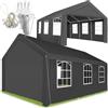 tectake Gazebo da giardino, 6 x 4 m, autoportante, tenda da ricevimento, struttura in acciaio, tende di tela a finestre, copertura per tetto, inclusa gazebo per esterni - grigio