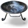 GREGORIOSTORE Braciere da Giardino in Ferro, 40 cm Diametro, 27 cm Altezza, Braciere con manici per Fuoco da Esterno e Interno (Nero spazzolato)