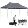 COSTWAY Gazebo Pieghevole da Giardino 3 x 6m, Gazebo Pop-up con Borsa da Trasporto, Regolabile in Altezza, per Feste (Grigio)