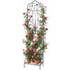 HOMASIS Traliccio per Rampicanti da Esterno con Ripiano Pieghevole, Grigliato per Recinzione in Metallo Antiruggine, Graticcio Decorativo per Piante Clematide Rose, 50 x 190 cm (1, Verde)