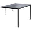 Brigros Estosa - Pergola Addossata Bioclimatica In Alluminio In Varie Misure Con Luci LED A 3 Livelli, Pannello Solare E Telecomando Inclusi, Pergola Da Terrazzo Esterno Resistente (Grigio, 3x3)