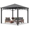 TOOLPORT Gazebo da giardino 3x3 m tetto hardtop in acciaio senza teli laterali, profilo ca. 90x90 mm