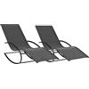 IDMarket - Set di 2 sedie a Dondolo da Giardino Malawi in Tela Grigia e Grigio Antracite