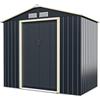 RELAX4LIFE Casetta da Giardino 213x127x195 cm (Base: 2,37 m²), Acciaio Zincato, 4 Prese d'Aria, Porta 96x162 cm, Tetto Inclinato, Porte Scorrevoli, Expandibile, Grigio