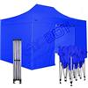 RAY BOT. 3x4.5 Gazebo richiudibile in alluminio con gambo esagonale da 45mm linea professionale. Tessuti impermeabili. Gazebo Pieghevole (Con Teli Laterali, Blu)