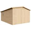 TIMBELA Garage in legno naturale A222x516x324 cm/15 m²- Magazzino esterno con finestre - Capanno da giardino - per auto, bici, deposito attrezzi e rimessa - TIMBELA M101