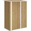 Outsunny Casetta da Giardino 1.07m² in Acciaio Zincato, Capanno Porta Attrezzi con Porta Bloccabile, Tetto Inclinato, 142x86x189 cm, Color Legno