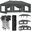 Laneetal Gazebo Pieghevole da Giardino 3x6m, Tenda Pop-Up per il Campeggio e la Festa, Gazebo in Metallo, con 6 Pareti Laterali e 4 Finestre, Antracite