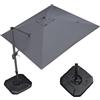 PURPLE LEAF Ombrellone da Giardino 3 x 3 m con Basi per Ombrelloni, Ombrellone Decentrato con Rotazione di 360° e 5 Posizioni Inclinabili, 8 Stecche in Alluminio e Tela Protezione UV 50+, Grigio