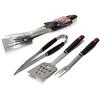 Generico mille idee Set Barbecue 3 Pezzi in Acciaio - Pinza, Paletta e Forchettone - Manico in Plastica Nera Resistente al Calore - Accessori BBQ per Griglia e Barbecue