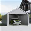 UISEBRT Garage per tenda 4 x 8 m - tettoia e tenda da campeggio in un unico - riparo e tenda da pascolo con robusto telone in PE, telaio in acciaio, rinforzo sul tetto e sul pavimento, resistente alle