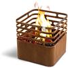 höfats - Cesto di Fuoco Cube - Come caminetto, griglia, Sgabello e Tavolo - per Giardino e terrazza - Acciaio corten - Look griglia.