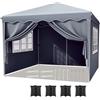 TLGREEN Gazebo 3x3m,Gazebo da Giardino,Pieghevole Impermeabile,Gazebo Esterno Resistente,4 Sacchi di Sabbia,UV 50+, Tenda da Giardino con 4 pareti laterali, per Campeggio, Festival, Feste (Grigio)