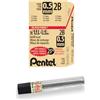 Pentel Super Hi-Polymer Lead Refill, 0.5mm Fine, 2B, 144 Pieces of Lead (C505-2B)