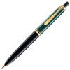 Pelikan 987792 Elegante Penna a Sfera Meccanismo a Scatto Linea K 400 Roller Souveraen Stresemann, Verde Nero, Dettagli Oro 24K, Qualità Premium, Prodotto in Germania