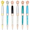 Gullor - 6 penne a sfera con inchiostro gel, in metallo, con strass e corona, multicolore C