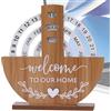 Bkljkf Calendario da tavolo in legno, Calendario perpetuo in legno | Calendario con visualizzazione giornaliera vintage Calendario rotante manuale - Calendario da tavolo giornaliero riutilizzabile