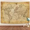 GOAOK Arazzo con mappa del mondo, vintage, con mappa del mondo, distribuzione geografica, arazzo da appendere alla parete, colore: marrone, con atlante storico, poster educativo per parete, aule, camera da