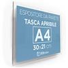 3DScube targa in plexiglas da parete a tasca apribile, porta avvisi e depliant formato A4 orizzontale 30×21 cm